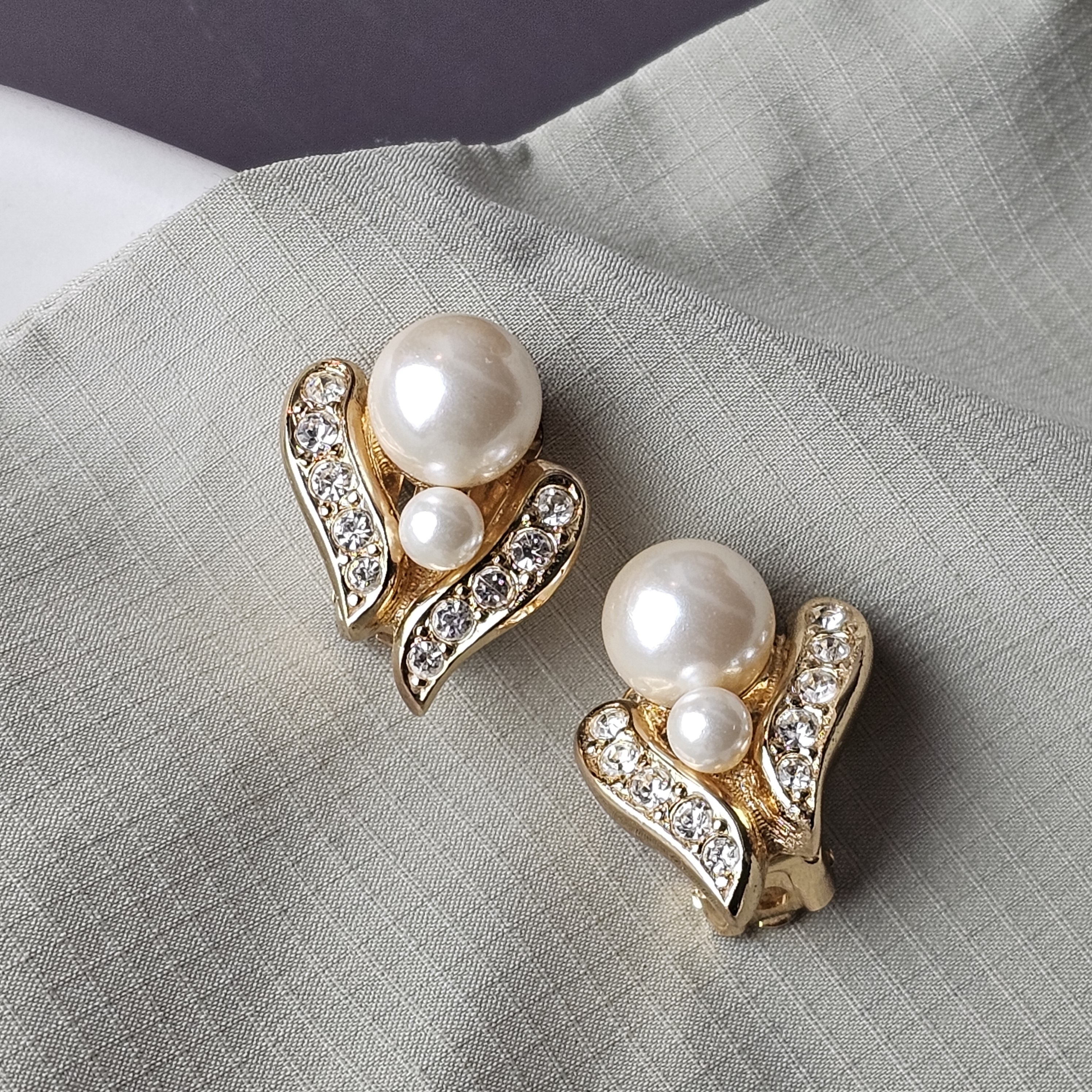 Dior Gold Earrings With Pearls And Crystals